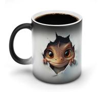 Jubonexis Tasse à café en céramique à changement de couleur en forme de dragon qui regarde hors d'un trou, 325 ml
