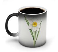 Jubonexis Tasse à café en céramique à changement de couleur en forme de fleur de narcisse - 325 ml