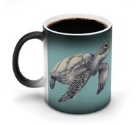 Jubonexis Tasse à café en céramique à changement de couleur en forme de tortue de mer, 325 ml