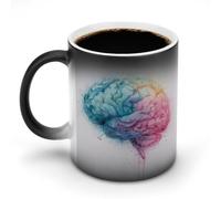 Jubonexis Tasse à café en céramique à changement de couleur, motif aquarelle abstraite, 325 ml