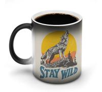 Jubonexis Tasse à café en céramique à changement de couleur style rétro années 90 hurlant sur une falaise 325 ml