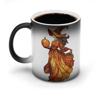 Jubonexis Tasse à café en céramique avec changement de couleur en verre teinté tenant une citrouille - 325 ml