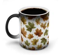 Jubonexis Tasse à café en céramique avec feuilles d'érable marron et vert changeantes - 325 ml
