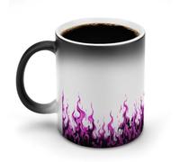 Jubonexis Tasse à café en céramique avec flammes noires et violettes changeant de couleur - 325 ml