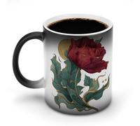 Jubonexis Tasse à café en céramique avec fleurs de coquelicot avec feuilles qui changent de couleur - 325 ml