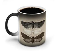 Jubonexis Tasse à café en céramique avec impression vintage de trois mites changeantes de couleur, tasse à café fantaisie, tasse à thé, eau 325 ml