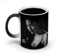 Jubonexis Tasse à café en céramique avec inscription « Beautiful Woman Holding A Single Rose » - Changement de couleur - 325 ml