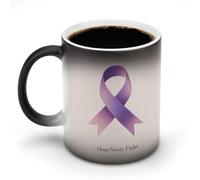 Jubonexis Tasse à café en céramique avec inscription « Hope Never Fades » - Motif ruban violet - 325 ml