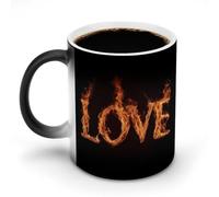 Jubonexis Tasse à café en céramique avec inscription « Love Written in Flames » changeant de couleur - 325 ml