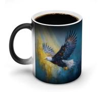 Jubonexis Tasse à café en céramique avec motif aigle volant dans le ciel changeant de couleur - 325 ml