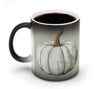 Jubonexis Tasse à café en céramique avec motif citrouille blanche à couleur changeante - 325 ml