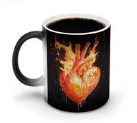 Jubonexis Tasse à café en céramique avec motif cœur flamboyant - Couleur aquarelle - Changement de chaleur - 325 ml