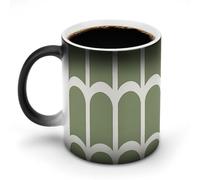 Jubonexis Tasse à café en céramique avec motif d'arche verte et blanche - Style bohème minimaliste - Changement de couleur - 325 ml