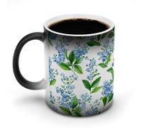 Jubonexis Tasse à café en céramique avec motif de petite fleur bleue changeant de couleur - 325 ml
