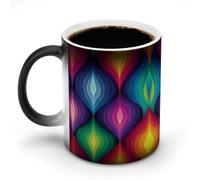 Jubonexis Tasse à café en céramique avec motif géométrique arc-en-ciel Pride changeant de couleur - 325 ml