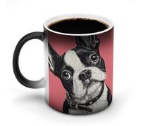 Jubonexis Tasse à café en céramique avec motif terrier de Boston - Changement de couleur - 325 ml