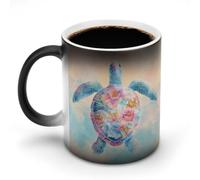 Jubonexis Tasse à café en céramique avec motif tortue de mer, aquarelle, changement de couleur, 325 ml