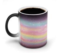 Jubonexis Tasse à café en céramique avec paillettes arc-en-ciel changeant de couleur, 325 ml