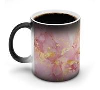 Jubonexis Tasse à café en céramique avec texture de marbre abstrait avec couleur dorée et rose changeante, tasse à café fantaisie amusante pour thé, eau, 325 ml