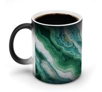 Jubonexis Tasse à café en céramique avec texture marbrée blanche et verte qui change de couleur changeante, tasse à café fantaisie pour thé, eau, eau, 325 ml