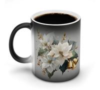 Jubonexis Tasse à café en céramique avec trois cloches dorées à changement de couleur changeante - Tasse à café fantaisie amusante - 325 ml