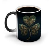 Jubonexis Tasse à café en céramique avec trois feuilles changeant de couleur - 325 ml