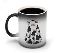 Jubonexis Tasse à café fantaisie en céramique avec impression « Ghost is wearing a vache » - 325 ml