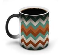 Jubonexis Tasse à café fantaisie en céramique avec motif à rayures alternées vert sauge beige changeant de couleur 325 ml