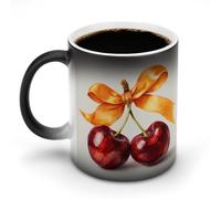 Jubonexis Tasse à café fantaisie en céramique avec nœud en ruban orange soyeux - Changement de couleur - 325 ml