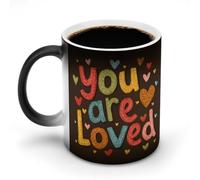 Jubonexis Tasse à café humoristique en céramique avec inscription « Words You are Loved with Heart » - 325 ml