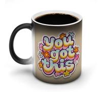 Jubonexis Tasse à café rétro en céramique avec inscription « You Got This » des années 70 - 325 ml