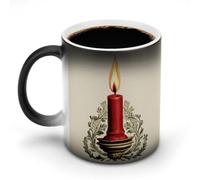 Jubonexis Tasse à café vintage en céramique à changement de couleur en forme de bougie de Noël 325 ml