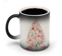 Jubonexis Tasse à café vintage en céramique avec motif de sapin de Noël à couleur changeante - 325 ml