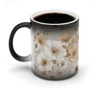 Jubonexis Tasses à café en céramique à changement de couleur beige - Style bohème neutre - 325 ml