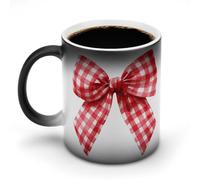 Jubonexis Tasses à café en céramique changeant de couleur avec nœud en ruban rouge - 325 ml