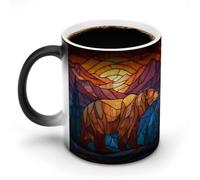 Jubonexis Tasses en verre teinté avec motif ours et forêt, changeant de couleur, tasse à café fantaisie en céramique 325 ml