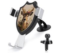 Jubonexis Tête de cerf avec couronne florale - Support de téléphone de voiture triangulaire à clip pour grille d'aération - Accessoires automobiles pour smartphones de 4 à 6 pouces