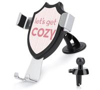 Jubonexis Text Let's Get Cozy on White Pink Stripes Support de téléphone de voiture Triangle Clip Base Air Vent Support de téléphone portable Accessoires automobiles pour smartphones de 4 à 6 pouces