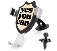 Jubonexis Text Yes You Can on Support de téléphone de voiture minimaliste beige avec base triangulaire à clip pour grille d'aération Accessoires automobiles pour smartphones portables de 4 à 6 pouces