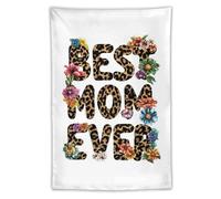Jubonexis Texte Best Mom Ever Tapisserie imprimée léopard en polyester esthétique à suspendre pour chambre à coucher, salon, dortoir, 101,6 x 152,4 cm