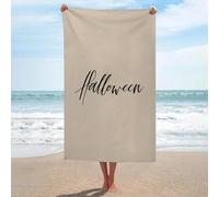 Jubonexis Texte Halloween sur beige sourd minimaliste serviette de plage en microfibre anti-sable grandes serviettes de douche multi-usages absorbant pour salle de bain piscine 130 x 80 cm