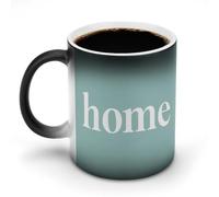 Jubonexis Texte Home on Light Green Minimaliste Changement de couleur Tasse à café en céramique changeant de chaleur Tasse à café fantaisie Tasse à thé eau 325 ml
