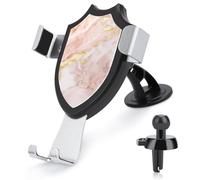 Jubonexis Texture marbre rose pâle avec veines dorées - Support de téléphone de voiture triangulaire à clip - Support de téléphone portable pour grille d'aération - Accessoires automobiles pour