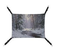 Jubonexis The Forest in Winter Snow Hamac respirant pour animal domestique avec sangles réglables réversible