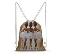Jubonexis Three Young Sac à dos léger en toile avec cordon de serrage Motif tutu noir et blanc Pour homme et femme