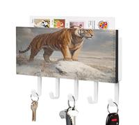 Jubonexis Tiger Standing in A Vast Ice Age Tundra Support mural avec 5 crochets en acrylique pour maison, bureau, entrée