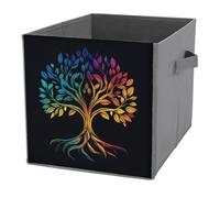 Jubonexis Tree of Life Hope for The Future Cubes de rangement cubiques pliables en tissu décoratif avec poignées pour étagères, placards, 27 x 27 cm