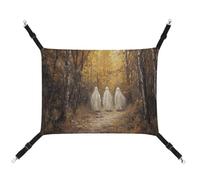 Jubonexis Trois fantômes blancs marchant en automne forêt hamac respirant pour animal domestique avec sangles réglables lit suspendu tapis pour chat chien