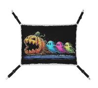 Jubonexis Trois fantômes de dessin animé Halloween Citrouille Hamac respirant pour animal domestique avec sangles réglables Lit suspendu Tapis pour chien