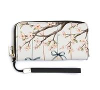 Jubonexis Œufs de Pâques suspendus sur des branches avec nœuds, pochette en cuir synthétique, portefeuille long à deux volets, porte-monnaie, carte de crédit, porte-cartes durable pour homme et femme
